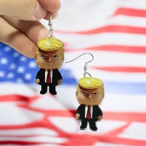 Funny Quirky Trump-Inspired Smooth Surface Acrylic Dangle‎ Earrings